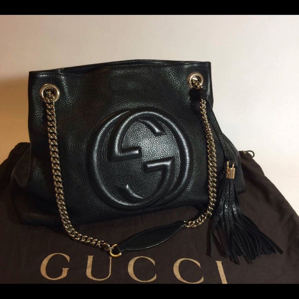 Gucci Soho Black Pebbled Leather Shoulder Bag